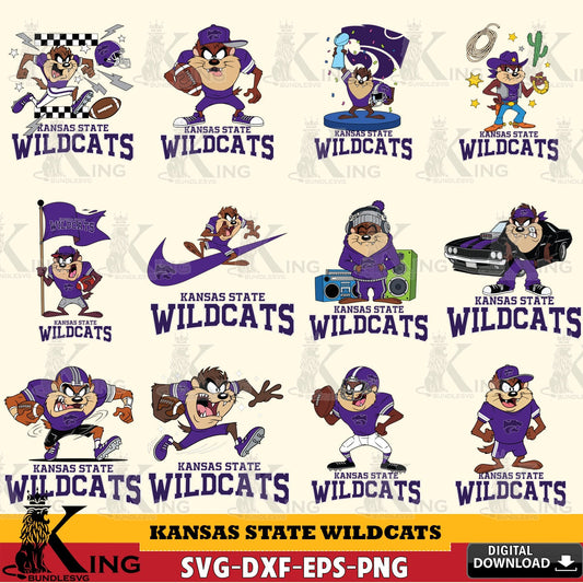 Kansas State Wildcats Taz Football NCAA Bundle SVG file, Cut file  , Digital Download , Instant Download, Taz svg, NCAA svg