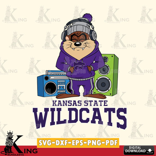 Kansas State Wildcats Taz Hip Hop SVG file, Cut file  , Digital Download , Instant Download, Taz svg, NCAA svg