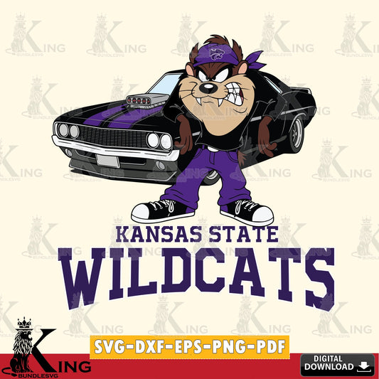 Kansas State Wildcats Taz Racing Car SVG file, Cut file  , Digital Download , Instant Download, Taz svg, NCAA svg