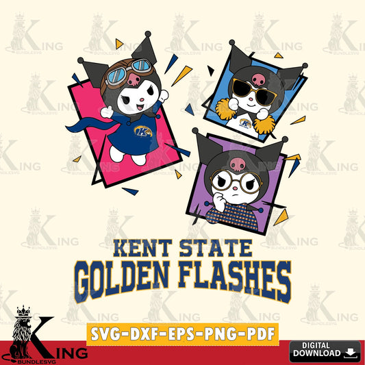 Kent State Golden Flashes Kuromi Action Football SVG file, Cricut, Cut file  , Digital Download , Instant Download, Sanrio svg, Clipart