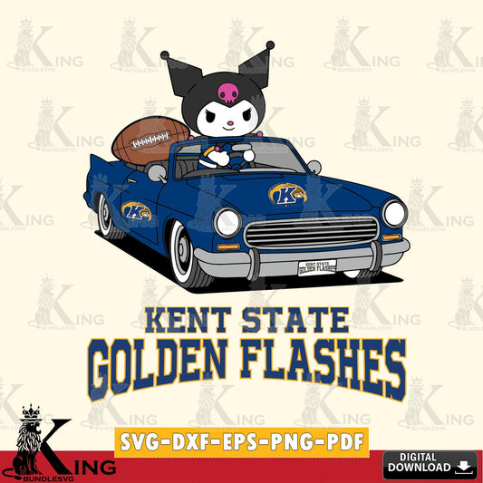 Kent State Golden Flashes Kuromi Car Football Game SVG file, Cricut, Cut file  , Digital Download , Instant Download, Sanrio svg, Clipart