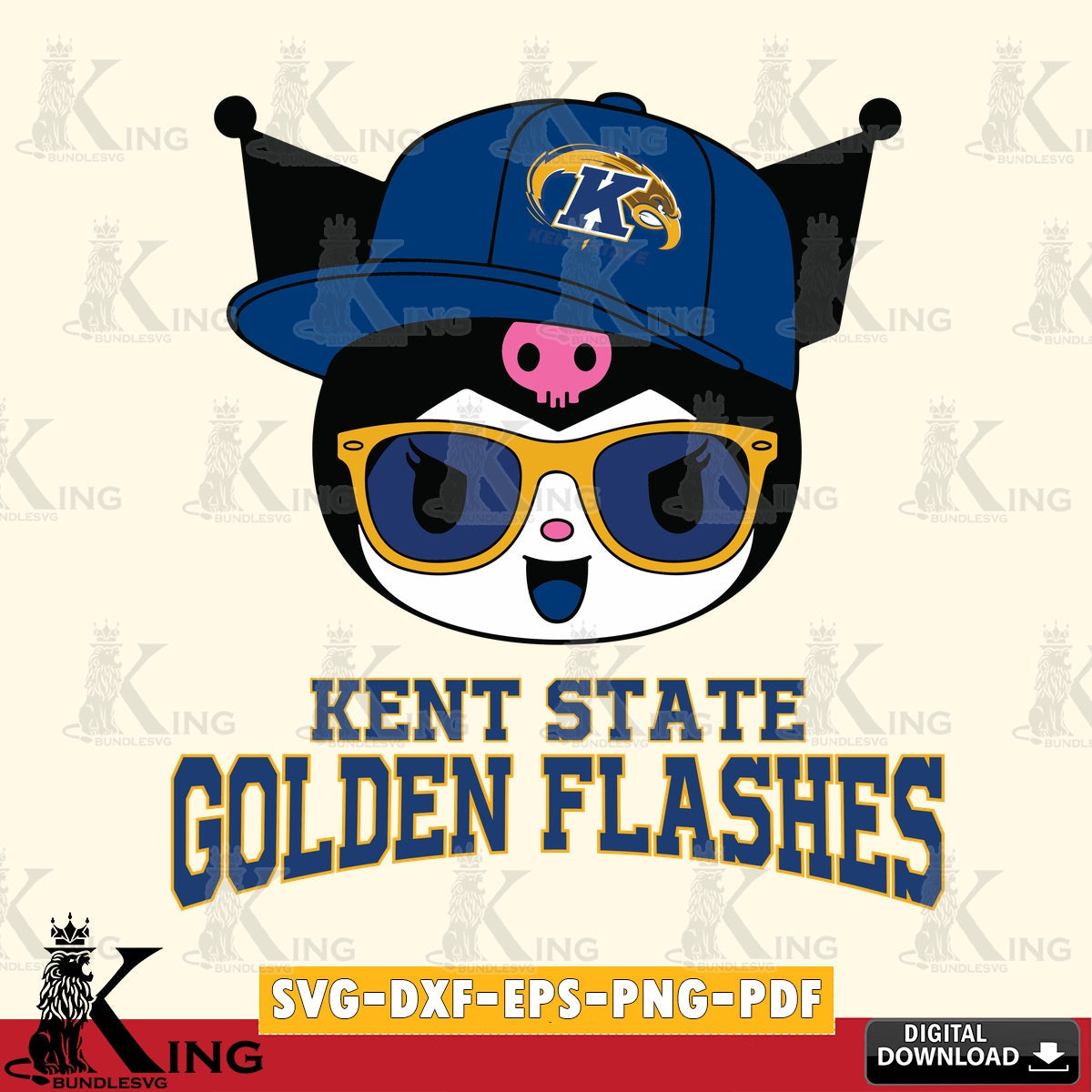 Kent State Golden Flashes Kuromi Football Cool SVG file, Cricut, Cut file  , Digital Download , Instant Download, Sanrio svg, Clipart