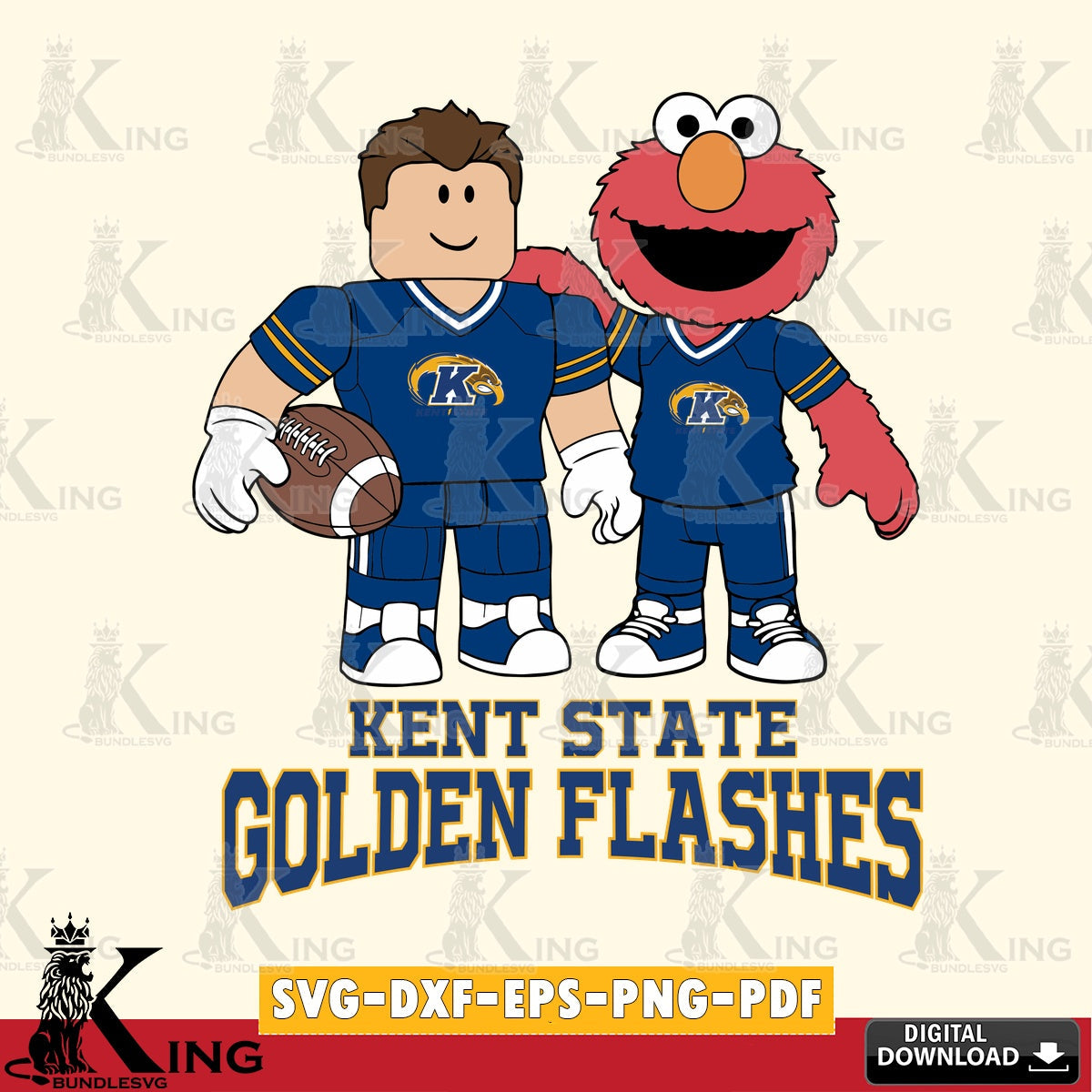Kent State Golden Flashes Roblox & Elmo Football SVG file , NCAA Cricut,  File cut , Digital Download , PDF File