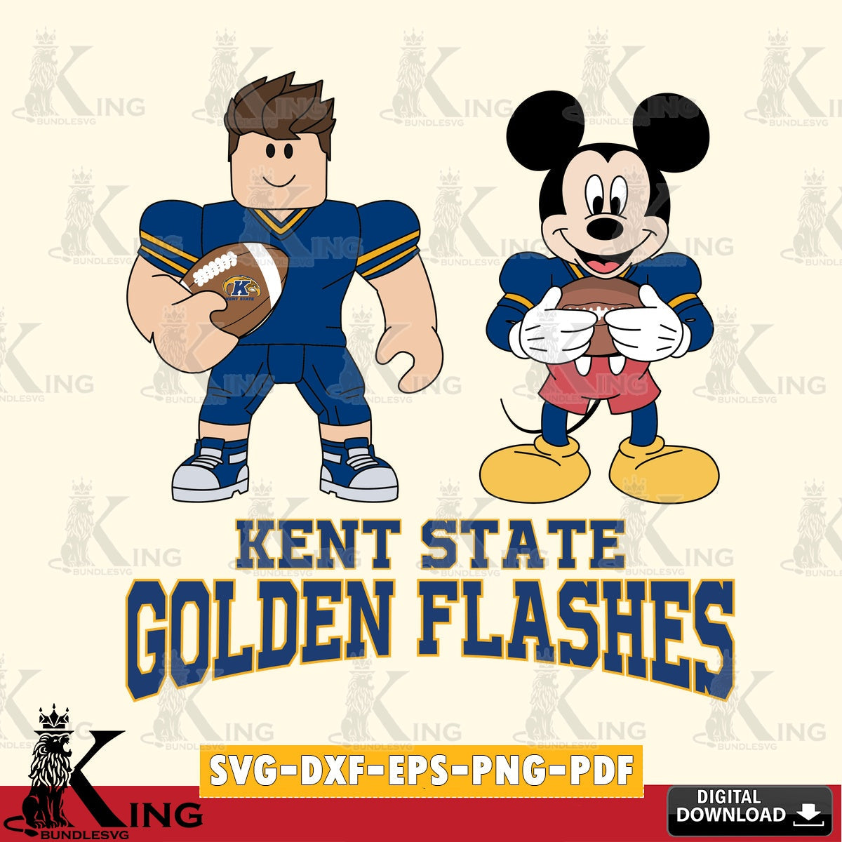 Kent State Golden Flashes Roblox & Mickey Football SVG file , NCAA Cricut,  File cut , Digital Download , PDF File