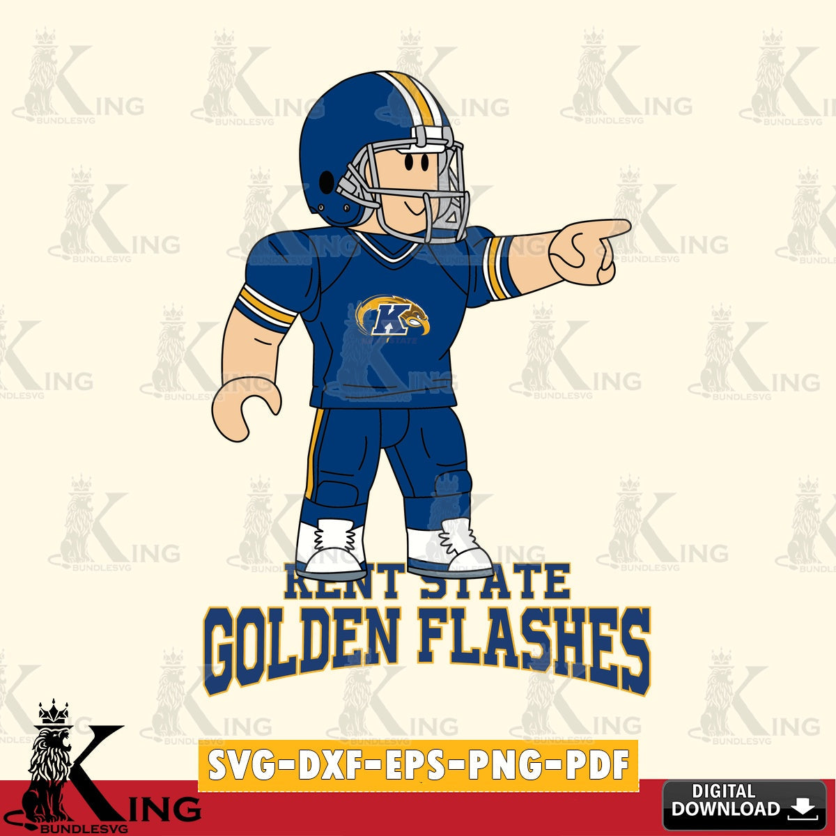 Kent State Golden Flashes Roblox Player Football SVG file , NCAA Cricut,  File cut , Digital Download , PDF File