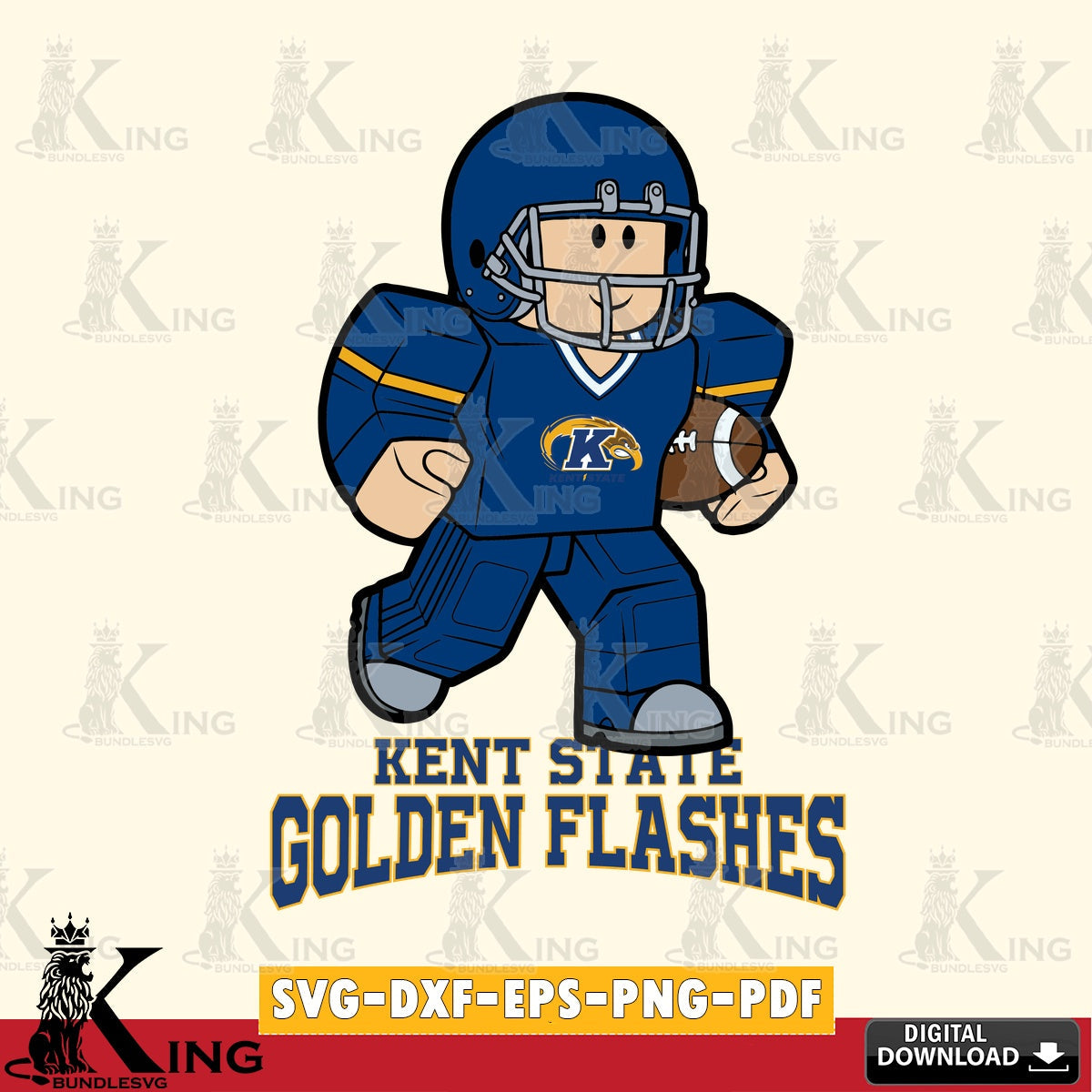 Kent State Golden Flashes Roblox Player Rugby SVG file , NCAA Cricut,  File cut , Digital Download , PDF File