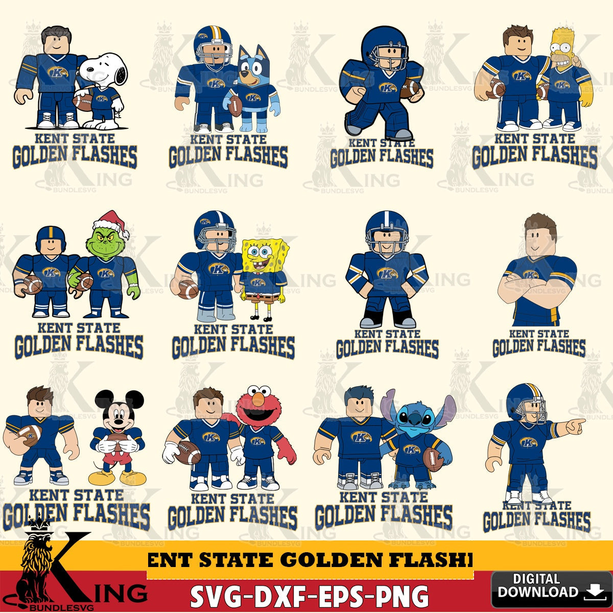 Kent State Golden Flashes Roblox With Friends football NCAA Bundle SVG file , NCAA Cricut,  File cut , Digital Download , PDF File