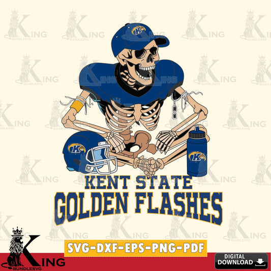 Eye-catching graphic of a Kent State Golden Flashes skeleton player football, NCAA, SVG PNG files perfect for Cricut and