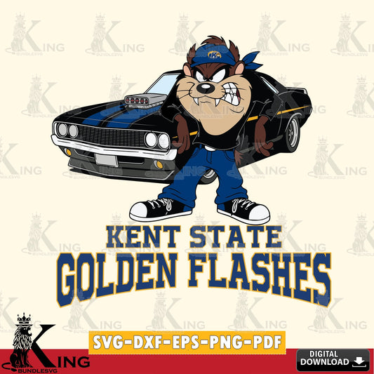 Kent State Golden Flashes Taz Racing Car SVG file, Cut file  , Digital Download , Instant Download, Taz svg, NCAA svg