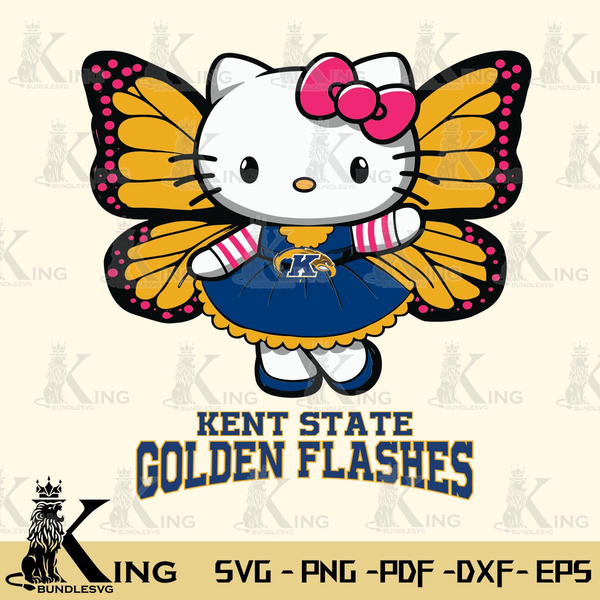 Kent State Golden Flashes Whimsical Kitty Wings Svg Eps Dxf Png File, Digital Download