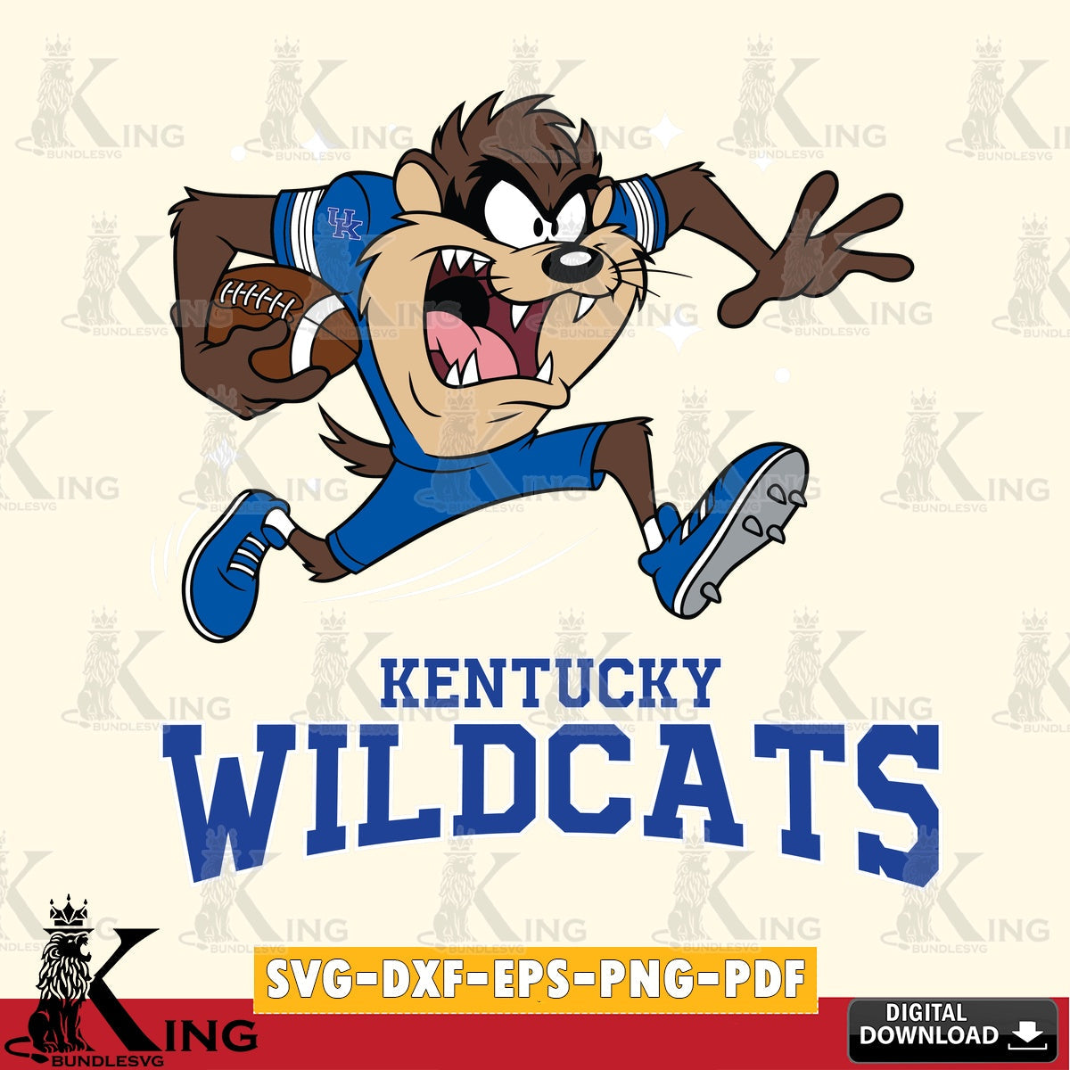 Kentucky Wildcats Angry Taz Football SVG file, Cut file  , Digital Download , Instant Download, Taz svg, NCAA svg