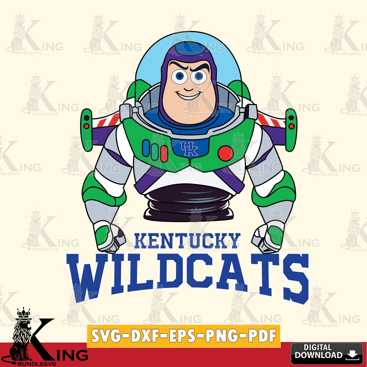 High-quality graphic of Kentucky Wildcats Buzz Lightyear Football NCAA cut SVG PNG design suitable for Glowforge and laser cutting