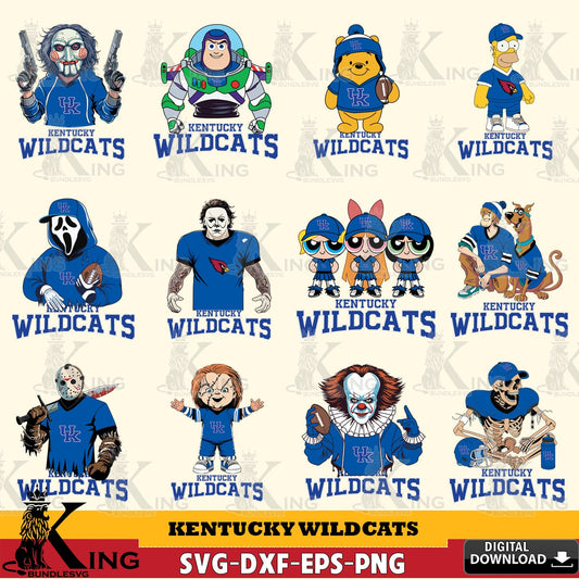 Mega bundle containing Kentucky Wildcats Cartoon Football NCAA printable vector design for sublimation and crafts