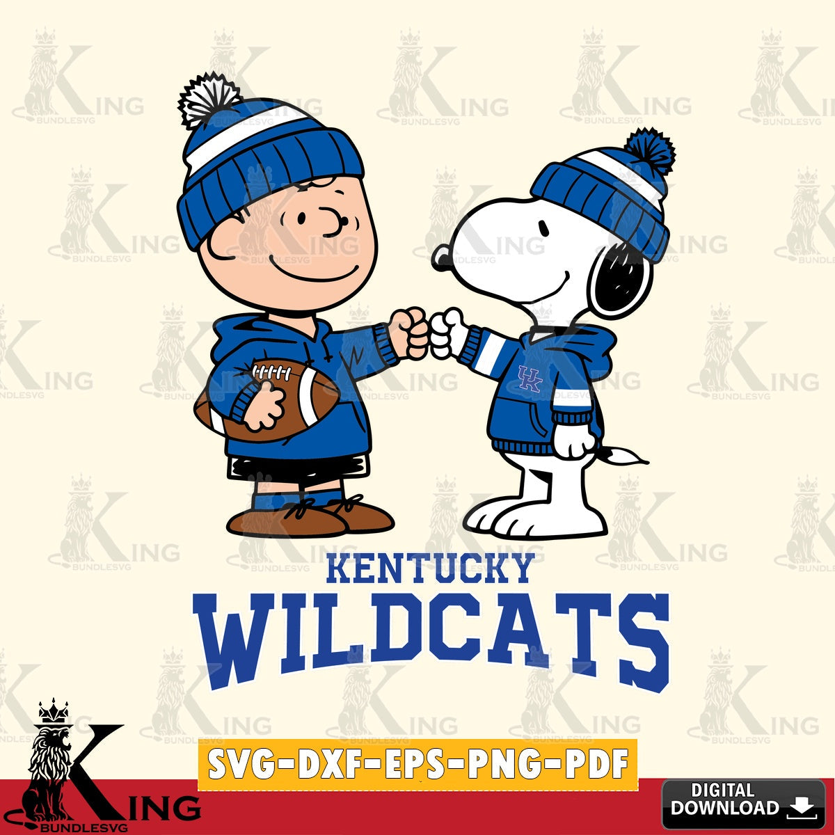 Kentucky Wildcats CharlieBrown Football Fist Bump SVG, Cricut, Cut file  , Digital Download , Instant Download, Peanuts svg, NCAA svg, Football svg, Sport svg