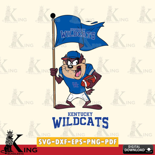 Kentucky Wildcats Football Taz Flag Art SVG file, Cut file  , Digital Download , Instant Download, Taz svg, NCAA svg