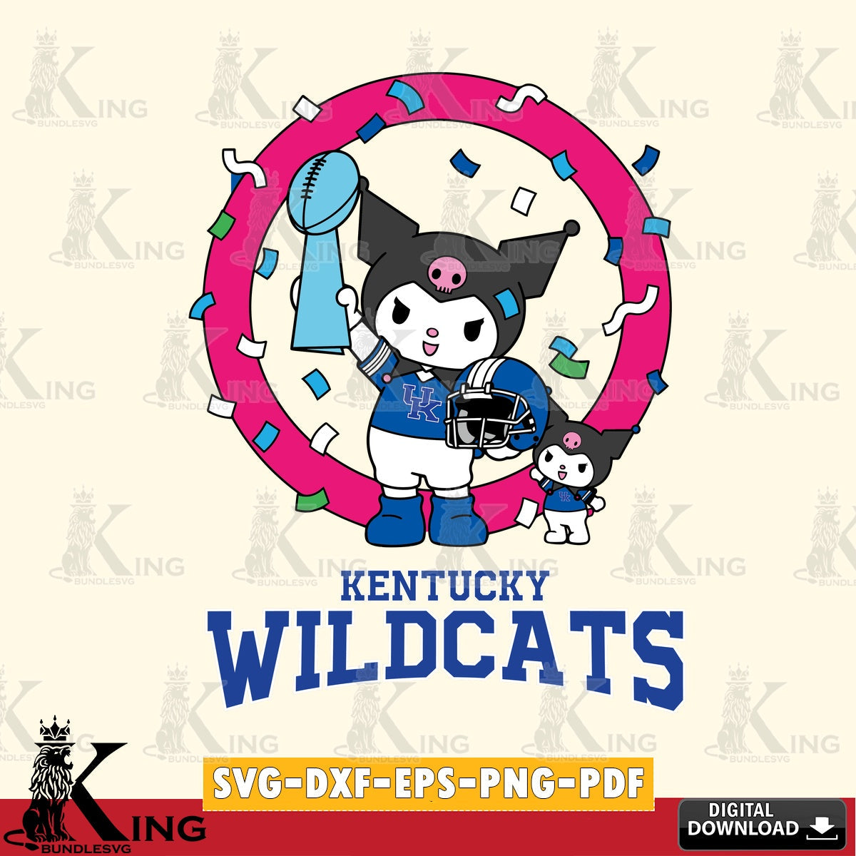 Kentucky Wildcats Kuromi Football Champion SVG file, Cricut, Cut file  , Digital Download , Instant Download, Sanrio svg, Clipart