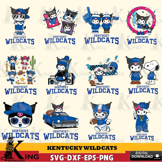 Kentucky Wildcats Kuromi Football Jersey NCAA Bundle SVG file, Cricut, Cut file  , Digital Download , Instant Download, Sanrio svg, Clipart