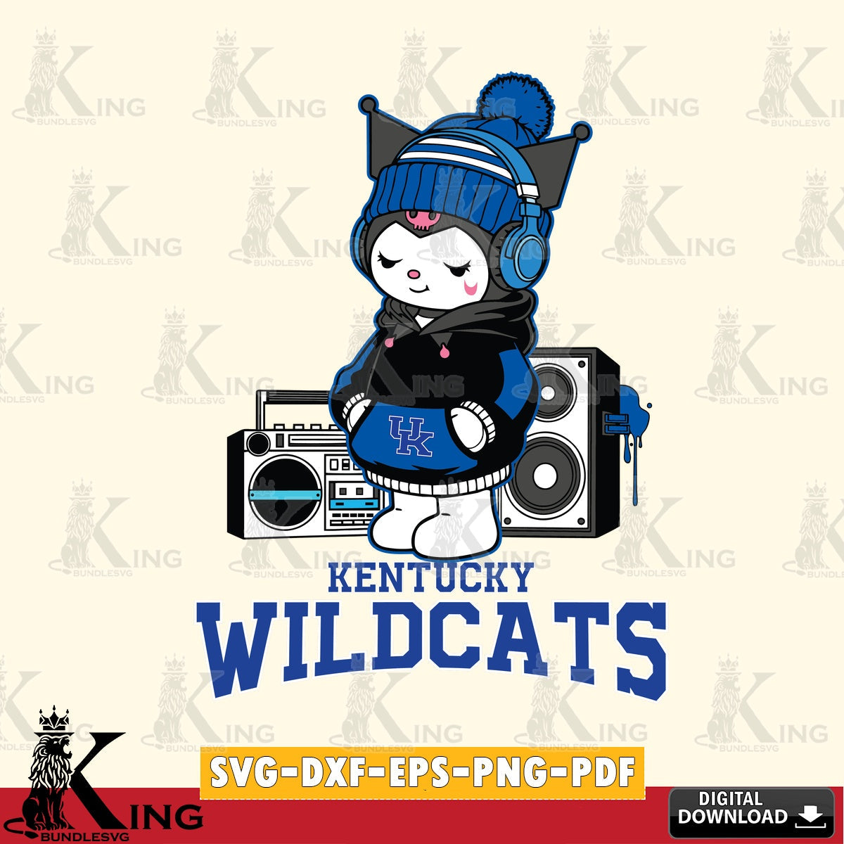 Kentucky Wildcats Kuromi Football Music SVG file, Cricut, Cut file  , Digital Download , Instant Download, Sanrio svg, Clipart