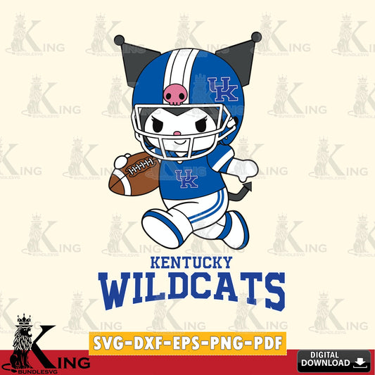 Kentucky Wildcats Kuromi Football Run SVG file, Cricut, Cut file  , Digital Download , Instant Download, Sanrio svg, Clipart