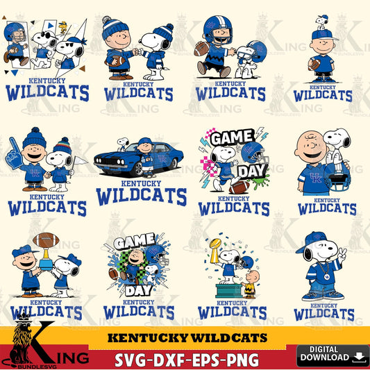 Kentucky Wildcats Peanuts Football NCAA Bundle SVG, Cricut, Cut file  , Digital Download , Instant Download, Peanuts svg, NCAA svg, Football svg, Sport svg