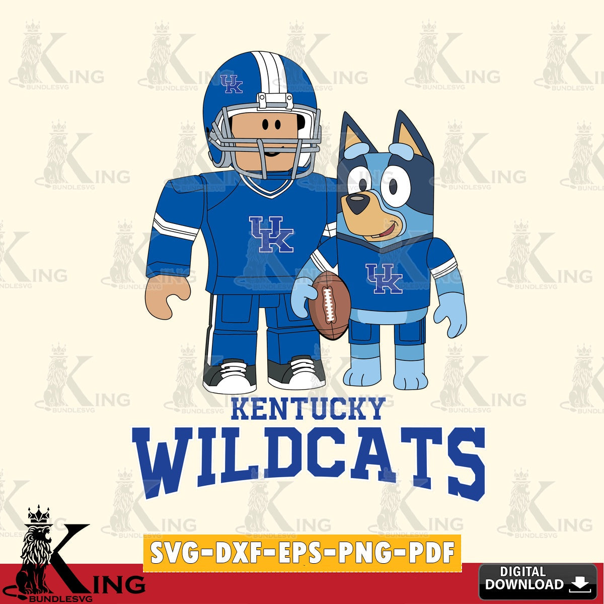 Kentucky Wildcats Roblox & Bluey Football SVG file , NCAA Cricut,  File cut , Digital Download , PDF File