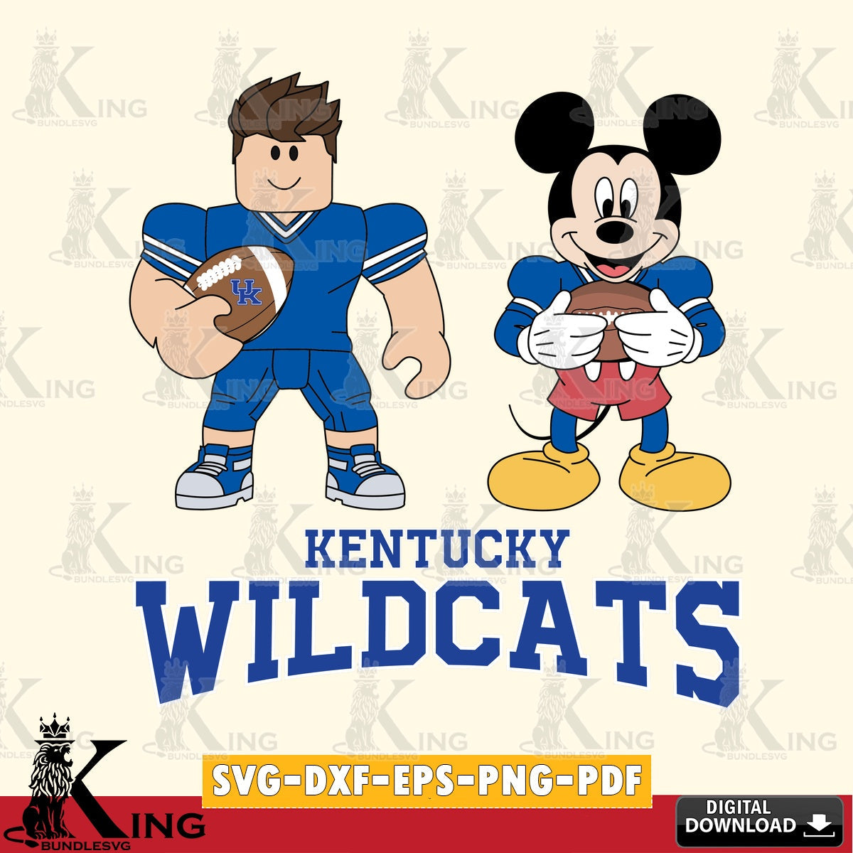 Kentucky Wildcats Roblox & Mickey Football SVG file , NCAA Cricut,  File cut , Digital Download , PDF File