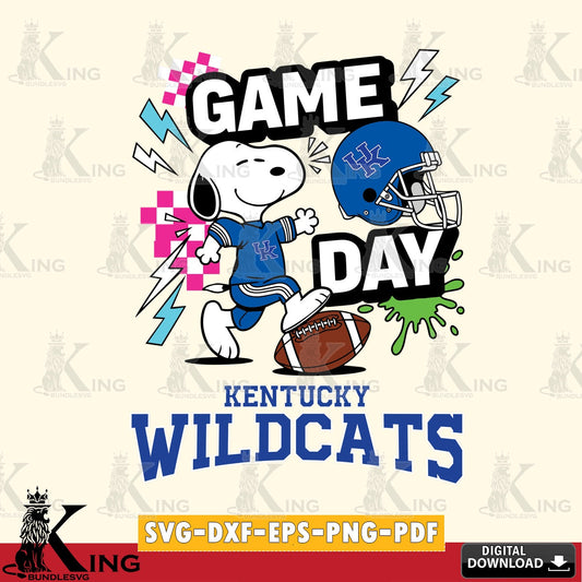 Kentucky Wildcats Snoopy Game day SVG, Cricut, Cut file  , Digital Download , Instant Download, Peanuts svg, NCAA svg, Football svg, Sport svg