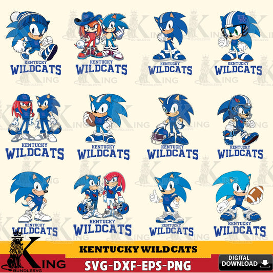 Giant set featuring Kentucky Wildcats Sonic & Knuckles NCAA Football Bundle SVG cut file for personalized gifts and laser projects