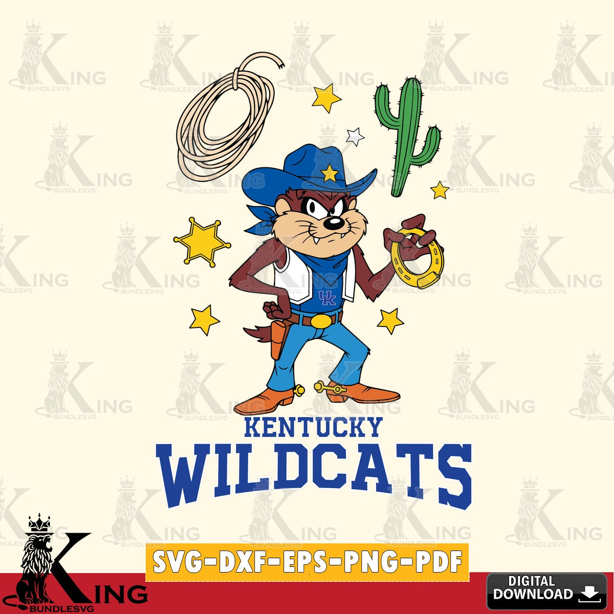 Kentucky Wildcats Taz Cowboy Western SVG file, Cut file  , Digital Download , Instant Download, Taz svg, NCAA svg