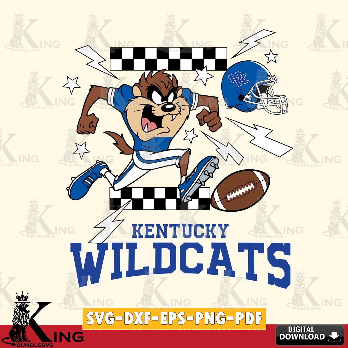 Kentucky Wildcats Taz Football Lightning SVG file, Cut file  , Digital Download , Instant Download, Taz svg, NCAA svg