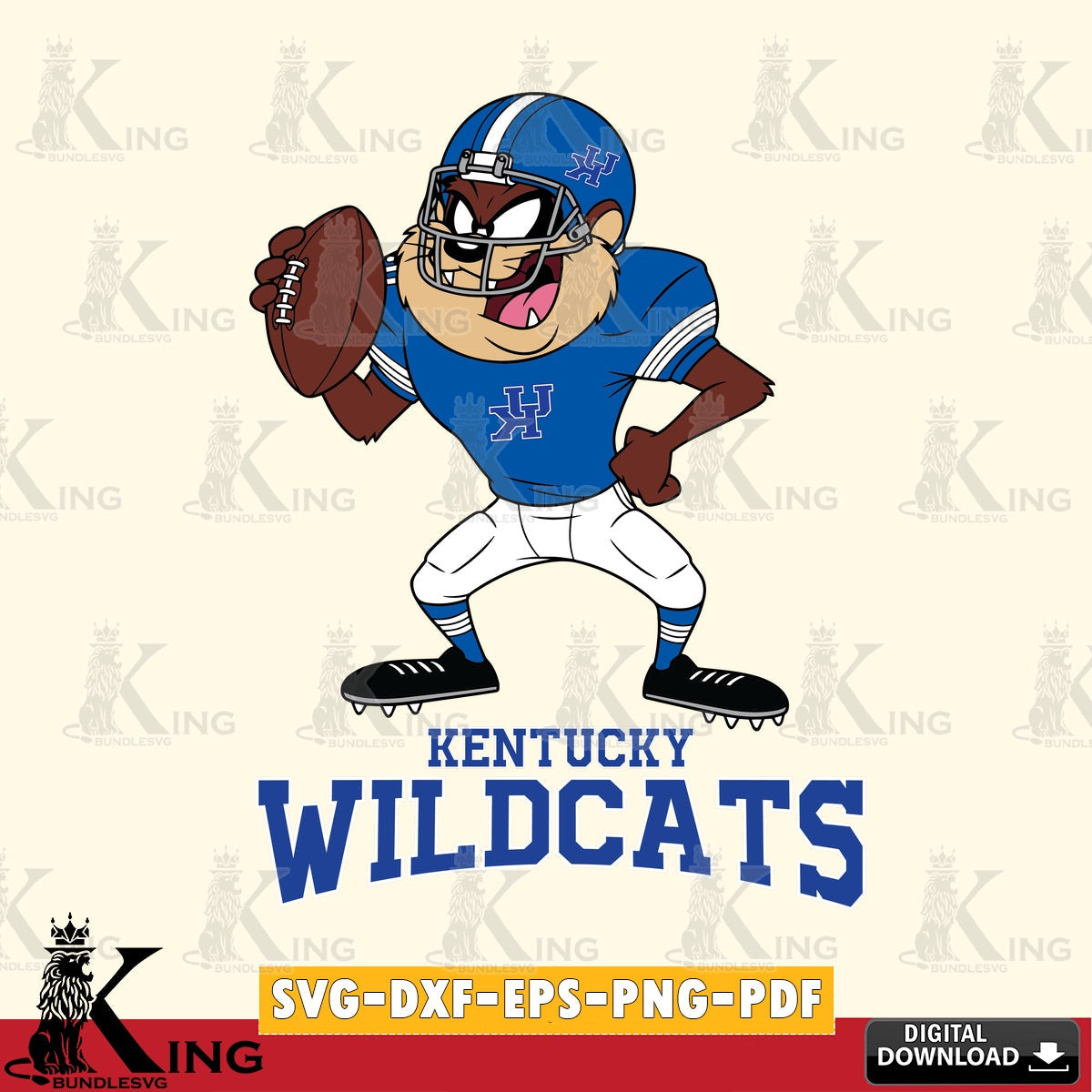 Kentucky Wildcats Taz Football Player SVG file, Cut file  , Digital Download , Instant Download, Taz svg, NCAA svg