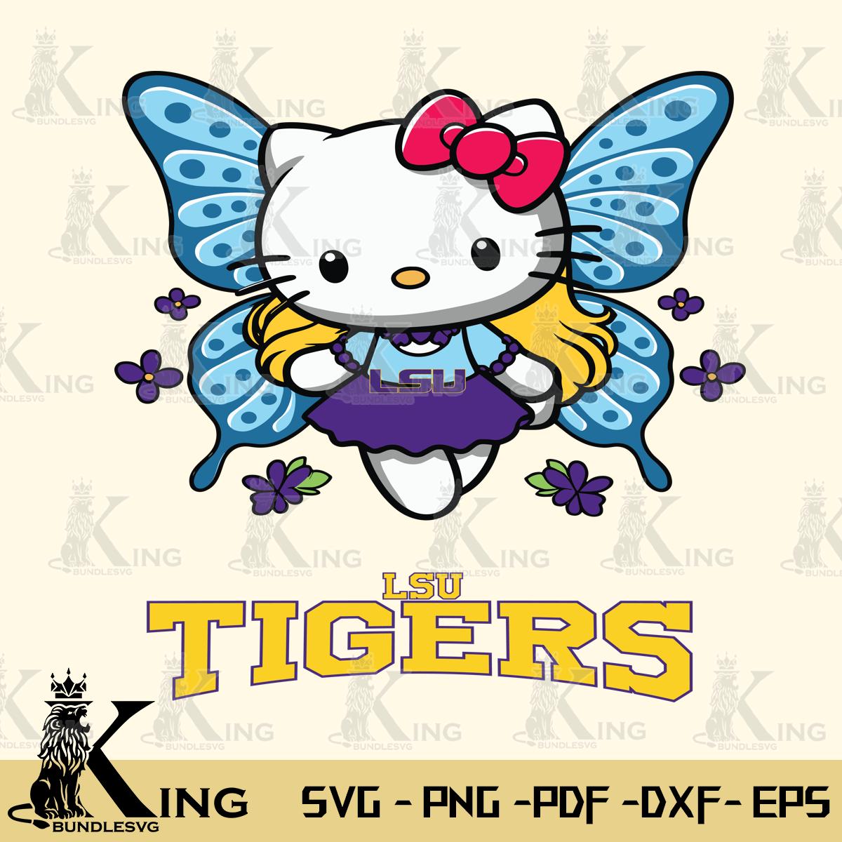 LSU Tigers Butterfly Kitty Charm Svg Eps Dxf Png File, Digital Download