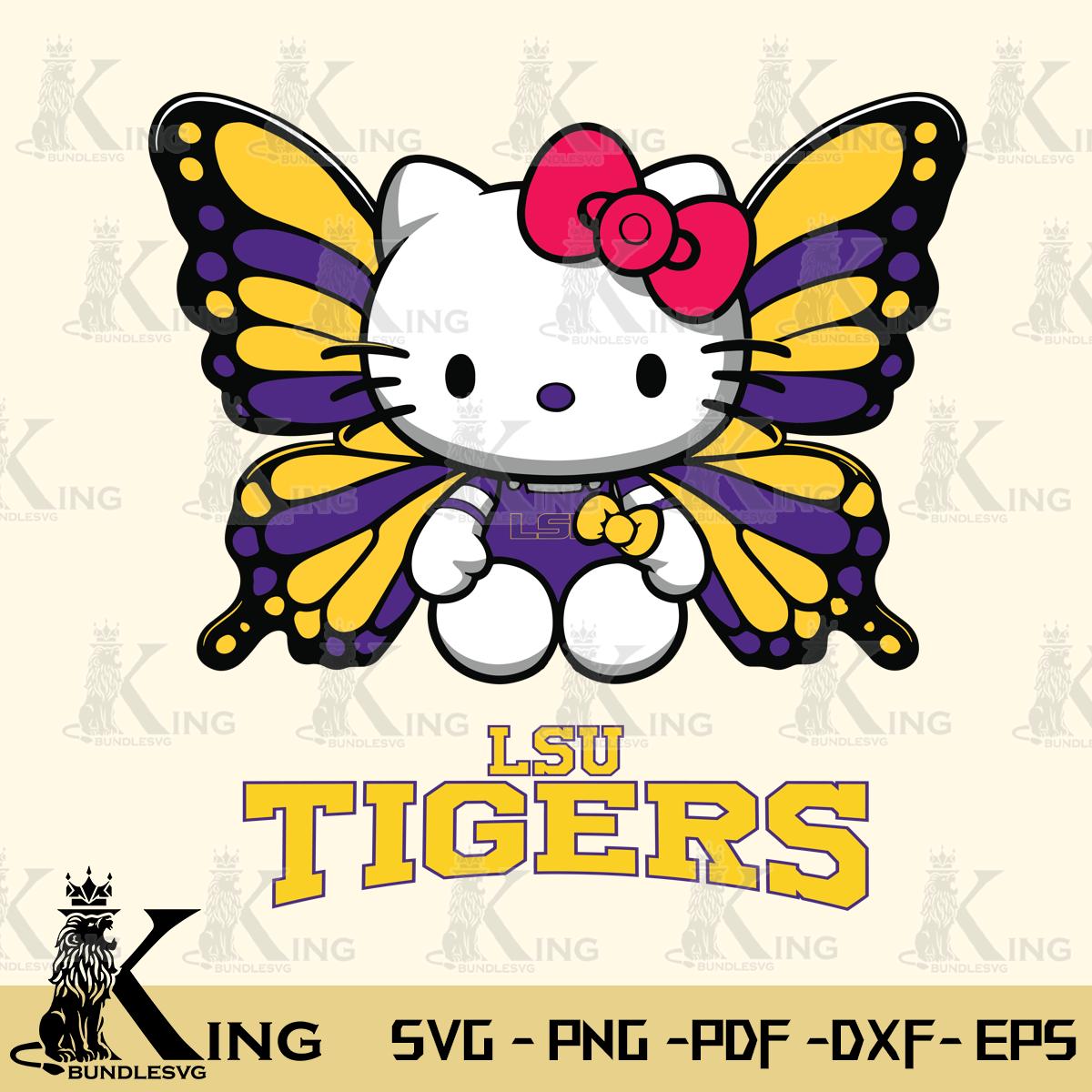 LSU Tigers Butterfly Kitty Delight Svg Eps Dxf Png File, Digital Download