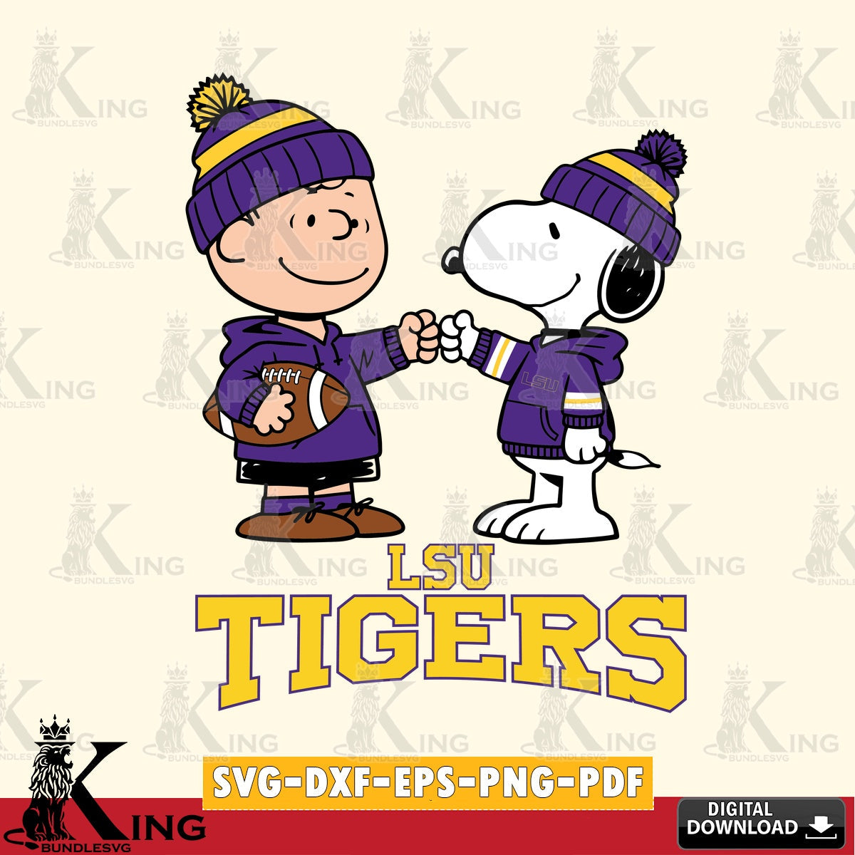 LSU Tigers CharlieBrown Football Fist Bump SVG, Cricut, Cut file  , Digital Download , Instant Download, Peanuts svg, NCAA svg, Football svg, Sport svg