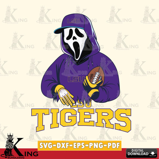 Beautiful illustration of LSU Tigers Ghostface Scream football player, digital download for Cricut Maker and paper crafts