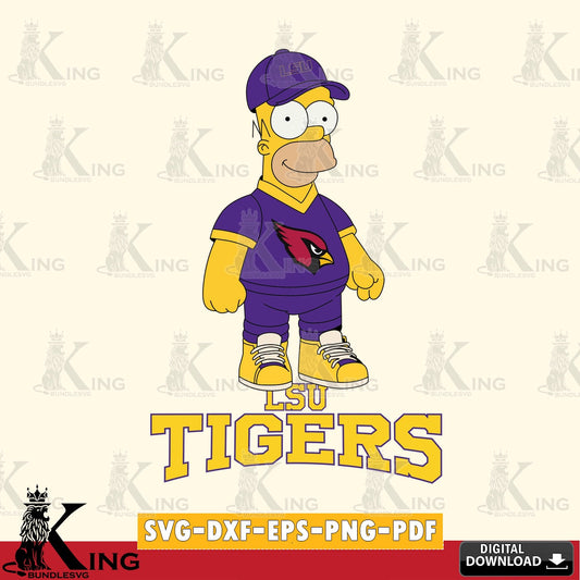 Printable art of LSU Tigers Homer Simpson Football, PNG clipart for sublimation printing and graphic design