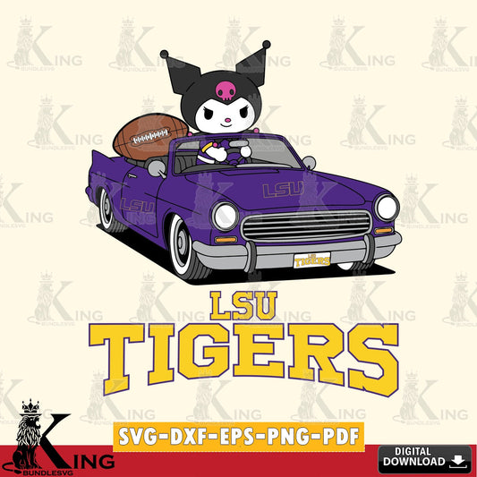 LSU Tigers Kuromi Car Football Game SVG file, Cricut, Cut file  , Digital Download , Instant Download, Sanrio svg, Clipart