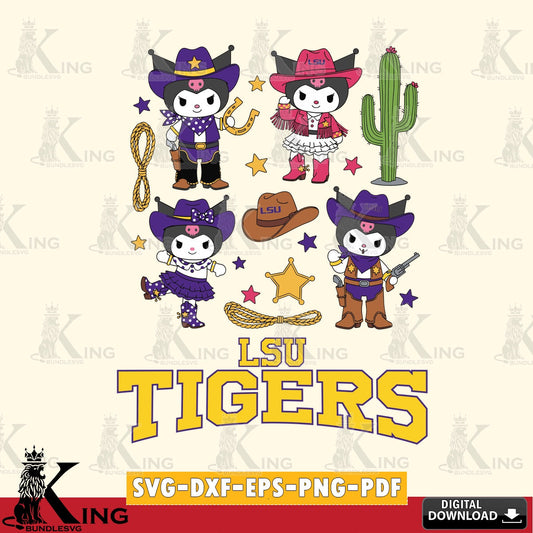 LSU Tigers Kuromi Cowboy Western SVG file, Cricut, Cut file  , Digital Download , Instant Download, Sanrio svg, Clipart