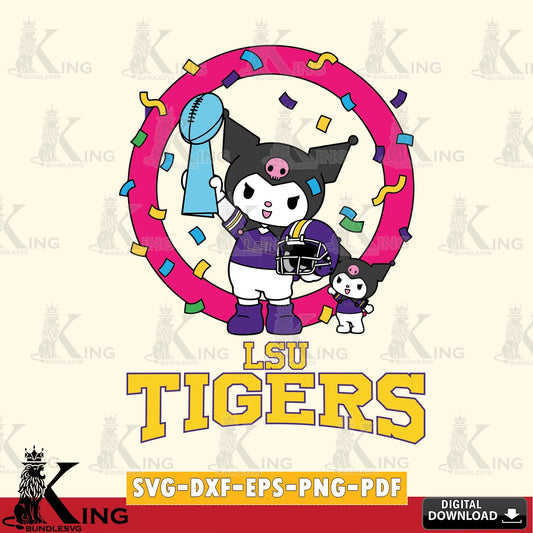 LSU Tigers Kuromi Football Champion SVG file, Cricut, Cut file  , Digital Download , Instant Download, Sanrio svg, Clipart