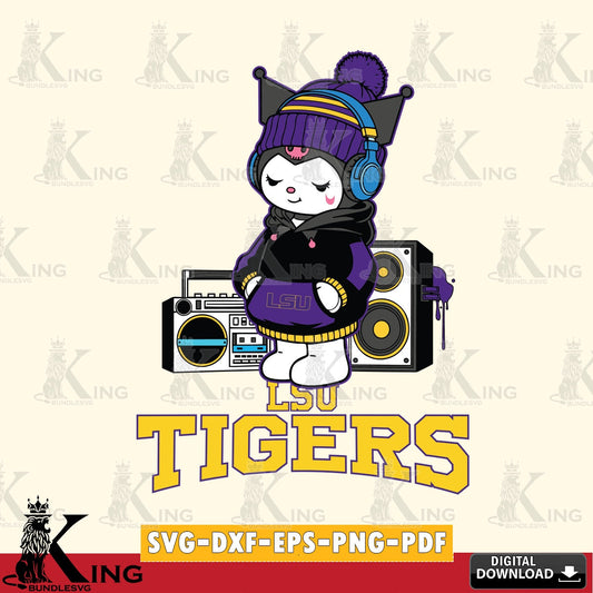 LSU Tigers Kuromi Football Music SVG file, Cricut, Cut file  , Digital Download , Instant Download, Sanrio svg, Clipart
