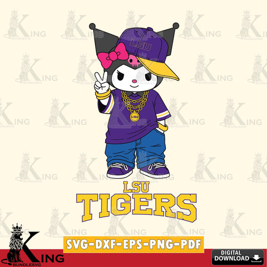LSU Tigers Kuromi Streetwear Style SVG file, Cricut, Cut file  , Digital Download , Instant Download, Sanrio svg, Clipart