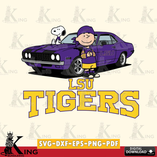 LSU Tigers Peanuts Muscle Car SVG, Cricut, Cut file  , Digital Download , Instant Download, Peanuts svg, NCAA svg, Football svg, Sport svg