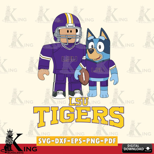 LSU Tigers Roblox & Bluey Football SVG file , NCAA Cricut,  File cut , Digital Download , PDF File