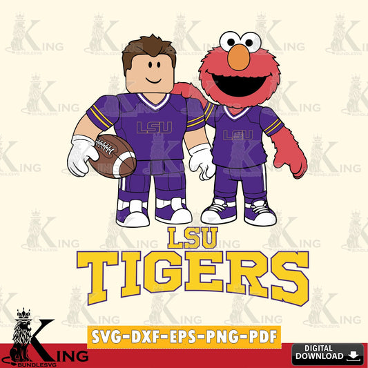 LSU Tigers Roblox & Elmo Football SVG file , NCAA Cricut,  File cut , Digital Download , PDF File