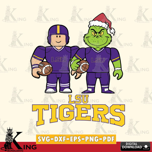 LSU Tigers Roblox & Grinch Football SVG file , NCAA Cricut,  File cut , Digital Download , PDF File