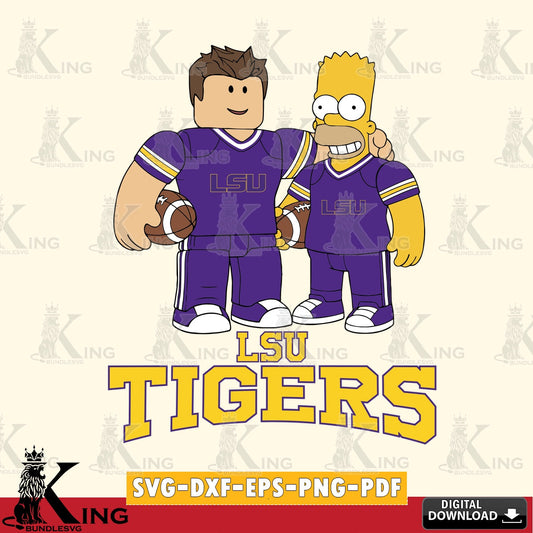 LSU Tigers Roblox & Homer Simpson Football SVG file , NCAA Cricut,  File cut , Digital Download , PDF File