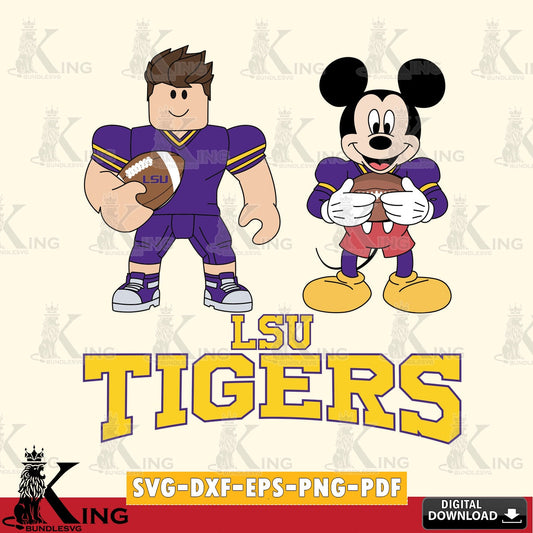 LSU Tigers Roblox & Mickey Football SVG file , NCAA Cricut,  File cut , Digital Download , PDF File