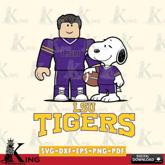 LSU Tigers Roblox & Snoopy Football SVG file , NCAA Cricut,  File cut , Digital Download , PDF File
