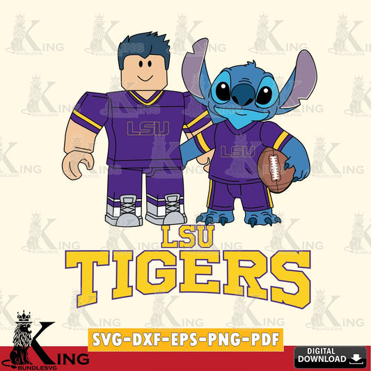 LSU Tigers Roblox & Stitch Football SVG file , NCAA Cricut,  File cut , Digital Download , PDF File