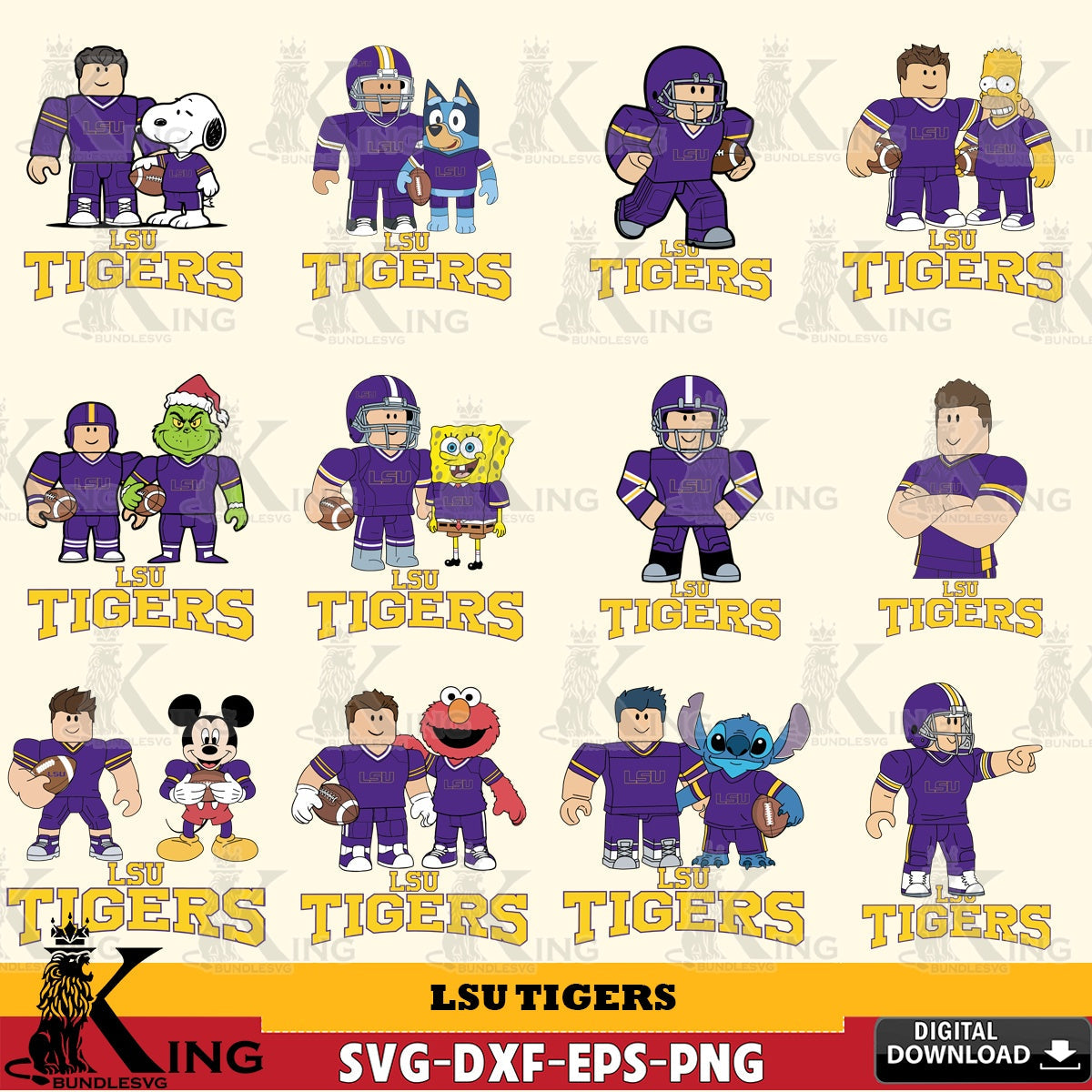 LSU Tigers Roblox With Friends football NCAA Bundle SVG file , NCAA Cricut,  File cut , Digital Download , PDF File